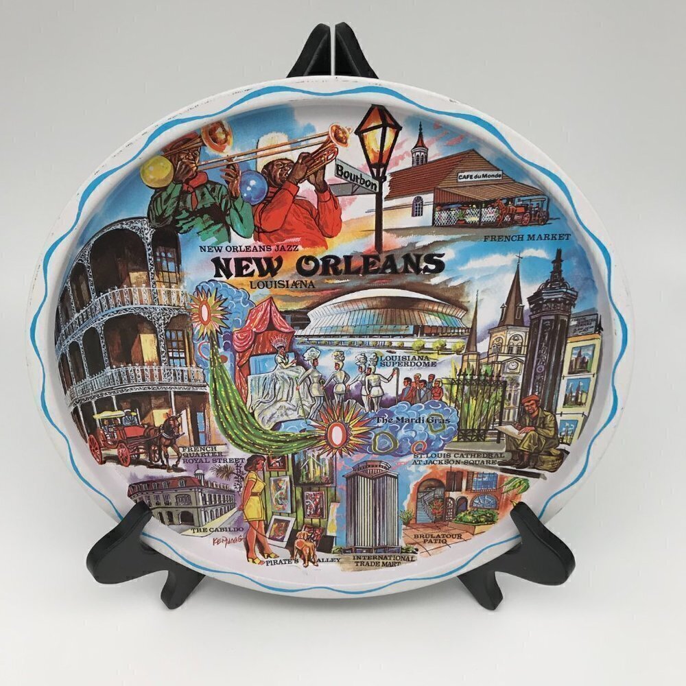 Ken Haag Tin Tray Vintage Medium New Orleans The Big Easy Jazz Keepsake Souvenir - Picture 5 of 11